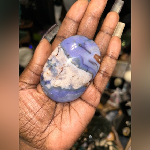 Crystal Luxury Psychology Accessories - Elegant Blue Flower Agate PalmStone